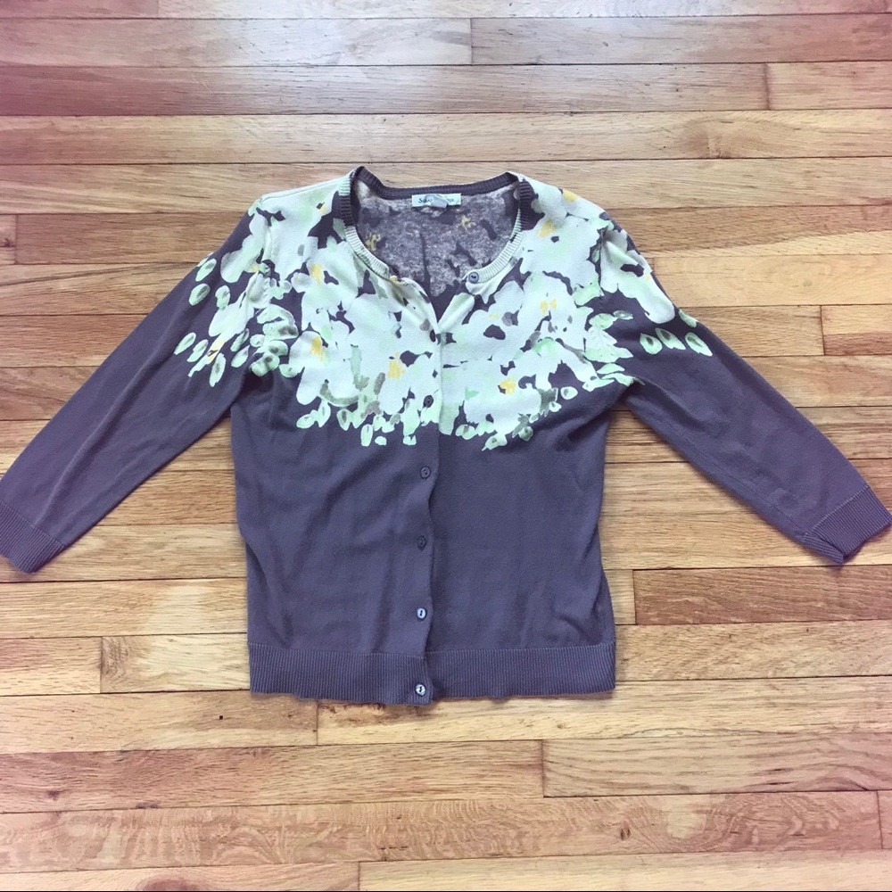 Susan Bristol 3/4 Sleeve Crew Neck Cardigan Size M